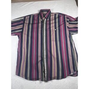 GANT Salty Dog Mens Large Multicolor Stripe Short Sleeve Button Up 100% Cotton